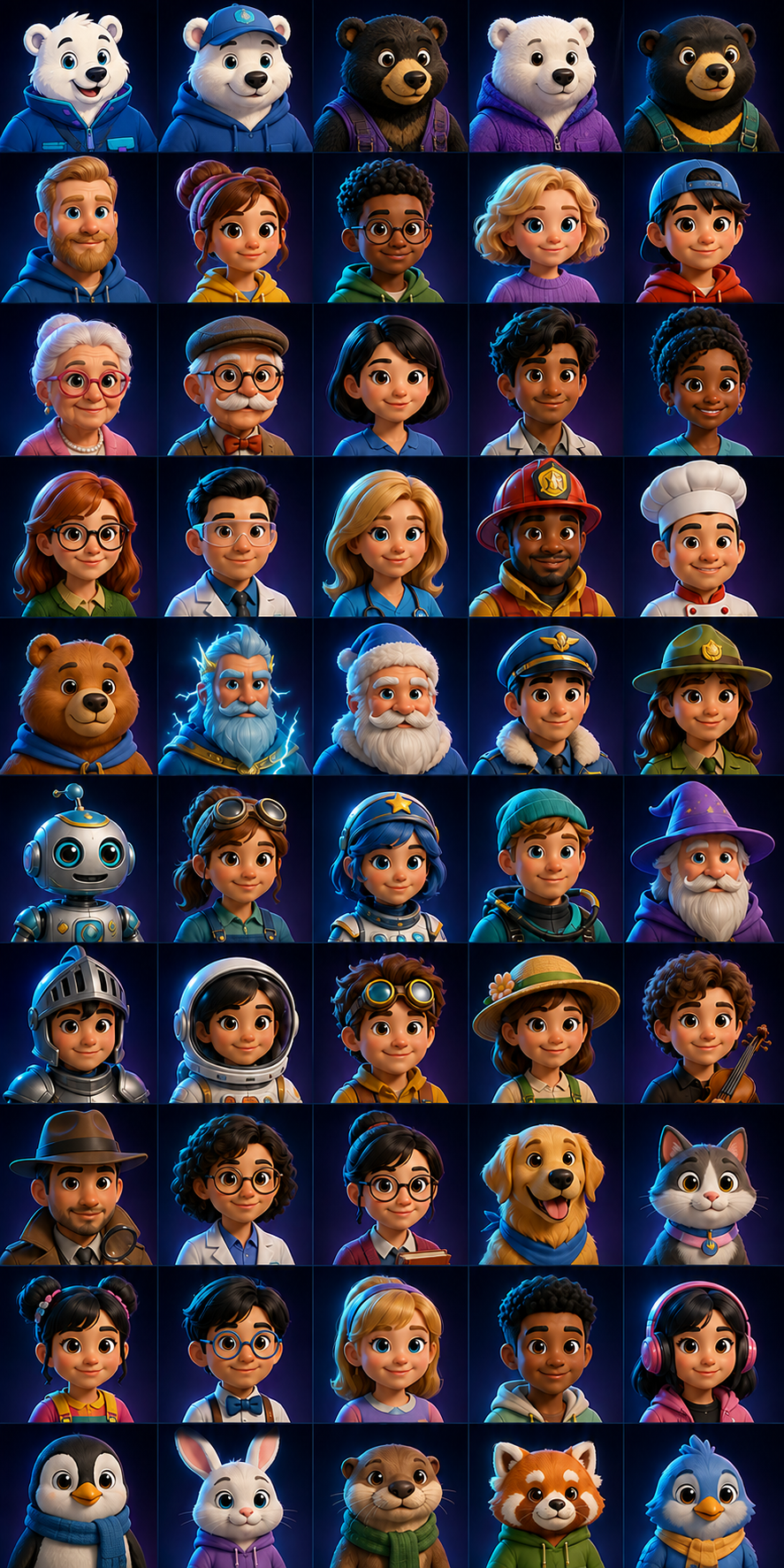 The first fifty original three-dimensional-style family game avatars, led by the polar bear Little Bear and other Mac Doctor bears